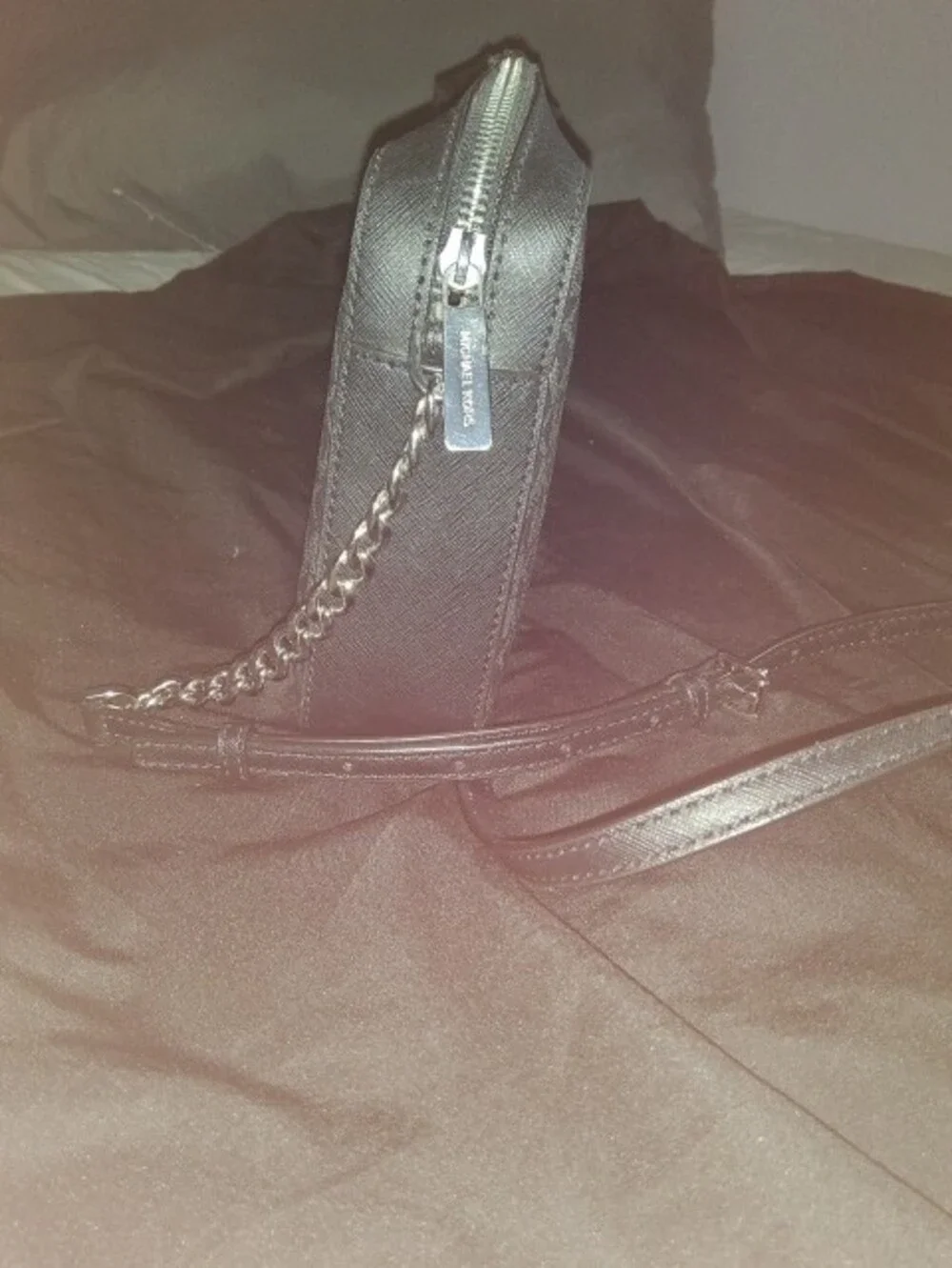 Michael Kors Black Logo Crossbody Camera Bag with Chain Strap